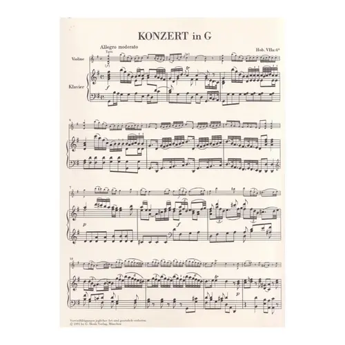 Violin concerto in G major Hob.VIIa:4 - piano reduction