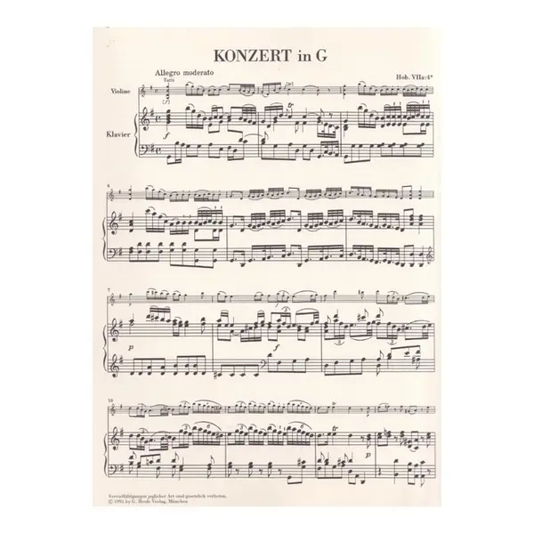 Violin concerto in G major Hob.VIIa:4 - piano reduction
