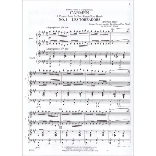Carmen - Concert Suite For Two Pianos
