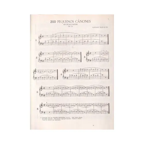 200 Pequenos Canones Em Duas Partes - Op.14 - Exemplar Antigo