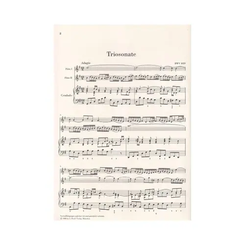 Triosonate Fur Zwei Floten - G Dur - Bwv 1039 - Urtext