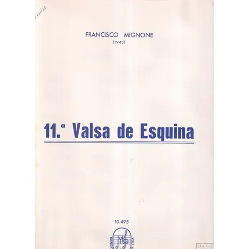 11ª Valsa De Esquina para piano