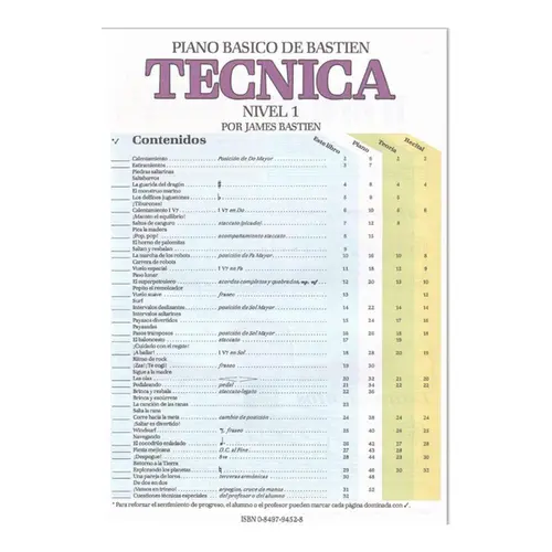 Bastien Piano Basico - Tecnica Nivel 1