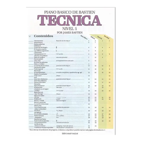 Bastien Piano Basico - Tecnica Nivel 1