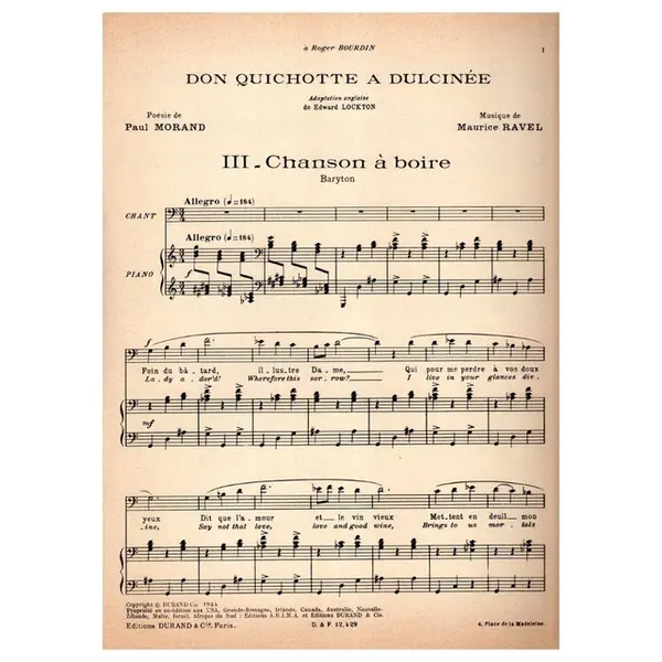 Chanson A Boire - Don Quichotte n. 3 - baryton et piano