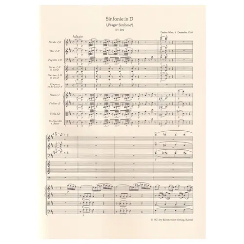 Symphony In D Major - Prague Symphony N.38 - Kv 504 - Study Score