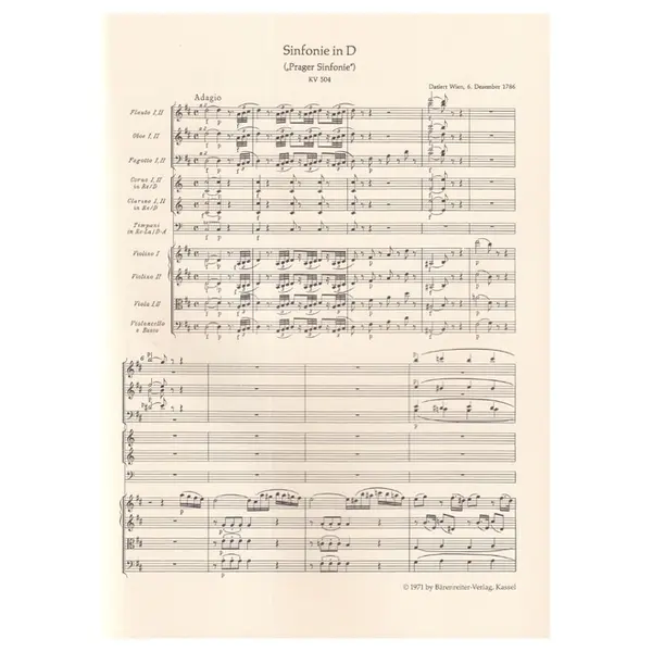 Symphony In D Major - Prague Symphony N.38 - Kv 504 - Study Score