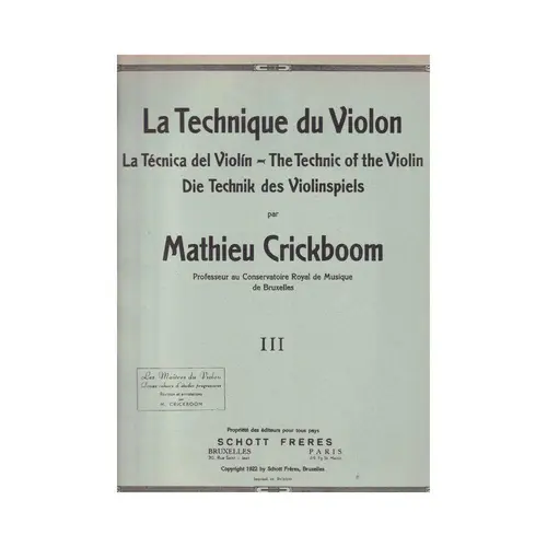 La Technique Du Violon - Vol.3