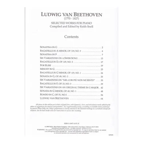 Beethoven - Selected Works For Píano