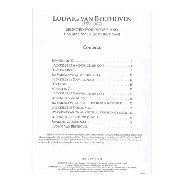 Beethoven - Selected Works For Píano