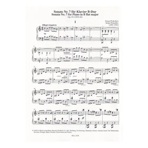 Sonata n.7 for piano in B Flat major
