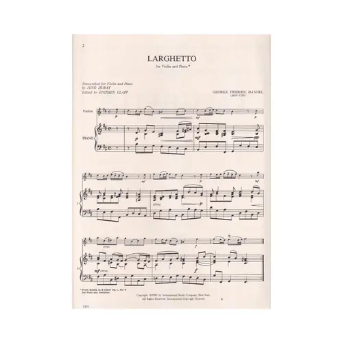 Larghetto For Violin And Piano