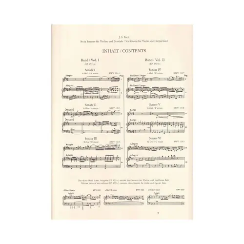 Sechs Sonaten Fur Violine Und Cembalo - Vol.1