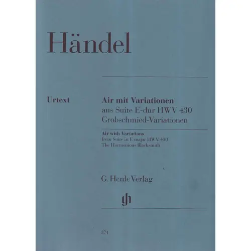 Air With Variations From Suite In E Major Hwv 430 - The Harmonious Blacksmith - Urtext