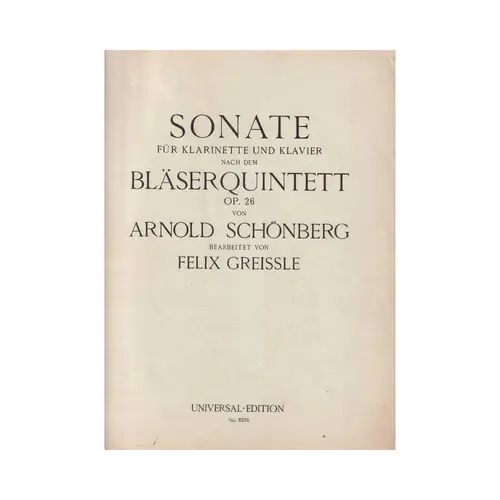 Sonate fur Klarinette und klavier - Op.26