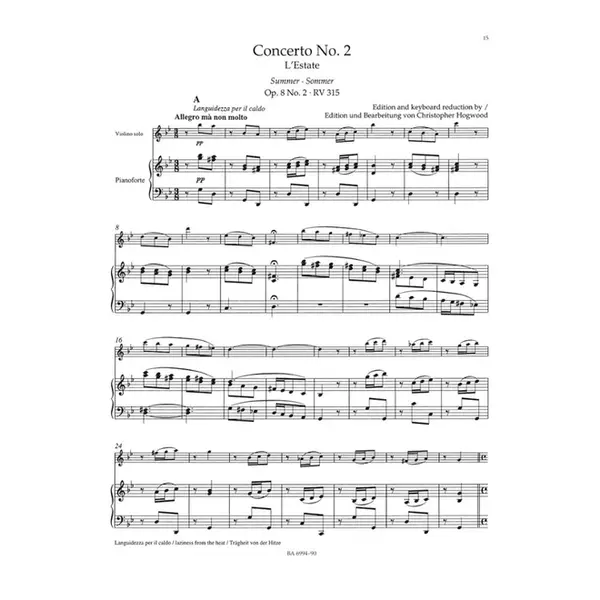 The four seasons for violin and piano