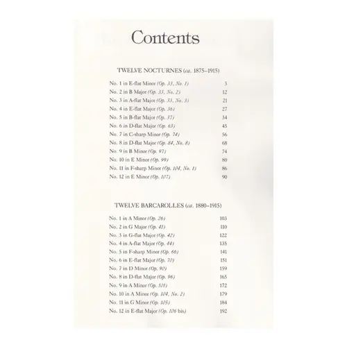 Nocturnes And Barcarolles For Piano Solo