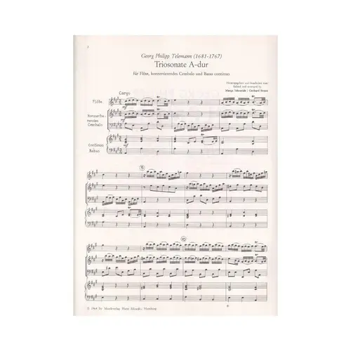 Triosonate A Dur Fur Flote, Cembalo Und. Basso Cont.  - Ludus 66