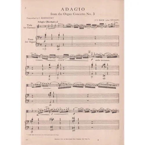 Adagio From The Organ Concerto N.3  (Edição Antiga)