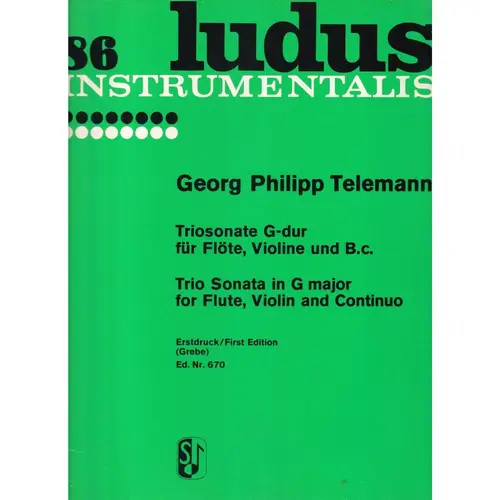 Triosonate G Dur Fur Flote, Violine Und Baixo Cont. - Ludus 8