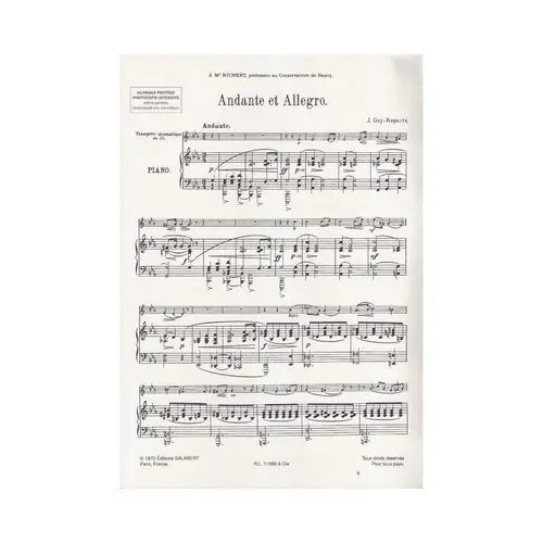Andante Et Allegro Pour Trompette En Ut On En Fa E Piano
