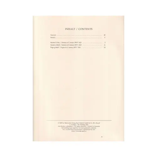 Sonaten Fur Violine Und Basso C.-Bwv 1021,3
