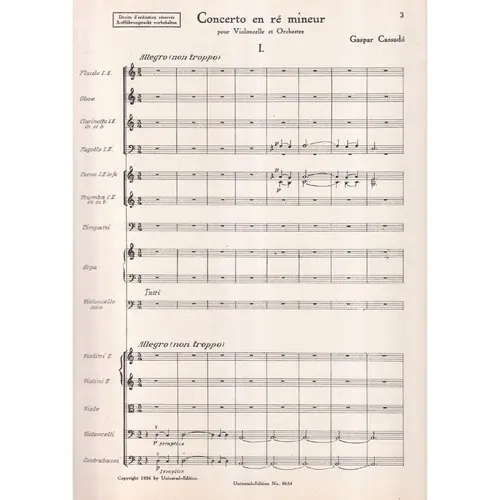 Concerto para violoncello e orquestra  em re  menor - grade (Edição Antiga)