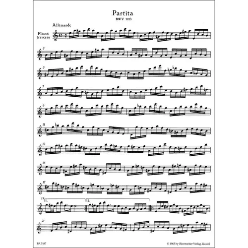 Partita in A minor for solo flute - BWV 1013 - Urtext