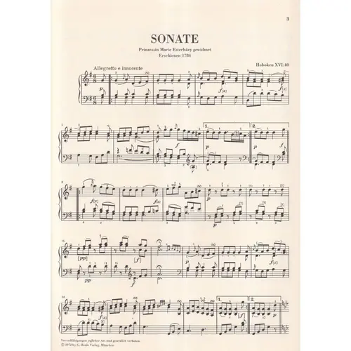 Klaviersonate G Dur - Urtext