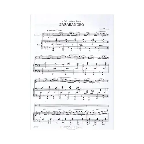 Zarabandeo For Clarinet In Bb And Piano