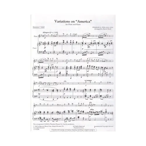 Variations On ``America`` For Flute And Piano