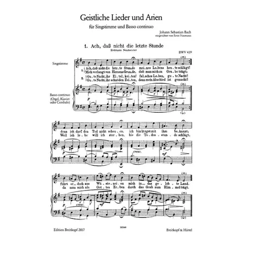 Sacred Songs and arias for voice and basso continuo