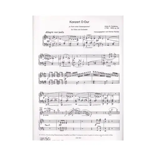 Konzert D-Dur  In Form Einer Gesangsszene`` Fur Flote Und Orchester