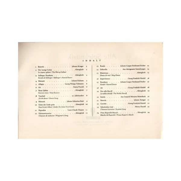 Alte Spielmusik - Old Pieces From The XVIII The Century