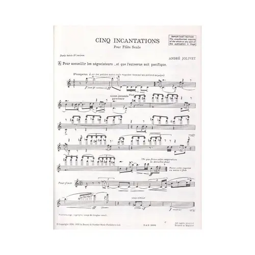 Cinq Incantations Pour Flute Seule
