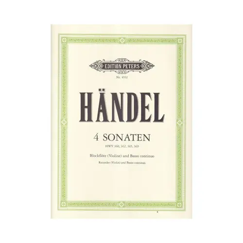 4 Sonaten - Hwv 360, 362, 365, 369 - Blockflote