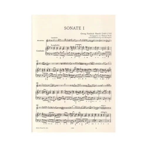 4 Sonaten - Hwv 360, 362, 365, 369 - Blockflote