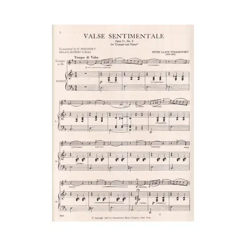 Valse Sentimentale For Trumpet And Piano - Op. 51 N.6