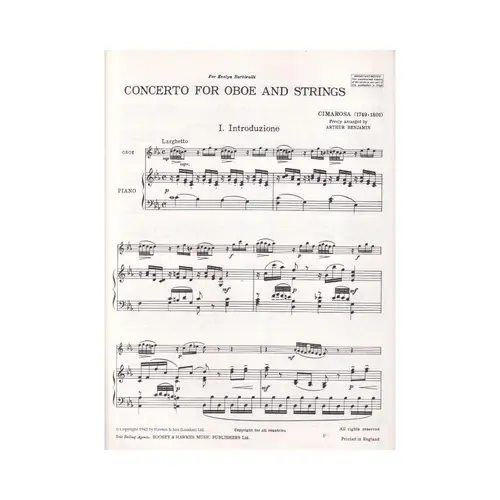 Concerto For Oboe (Or Bb Clarinet And Piano)
