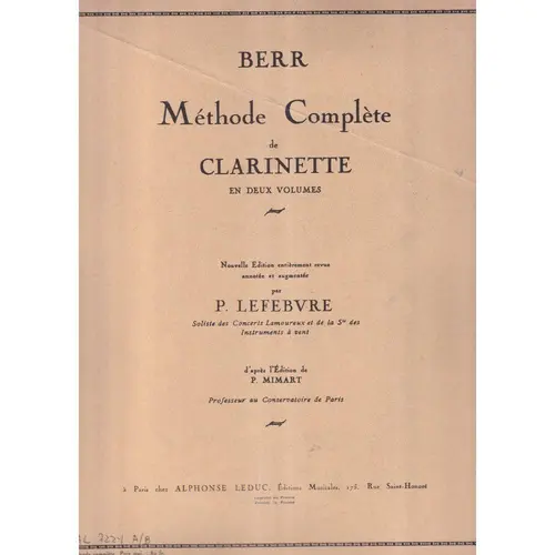 Methode Complete De Clarinette - Vol.Unico - Exemplar Antigo