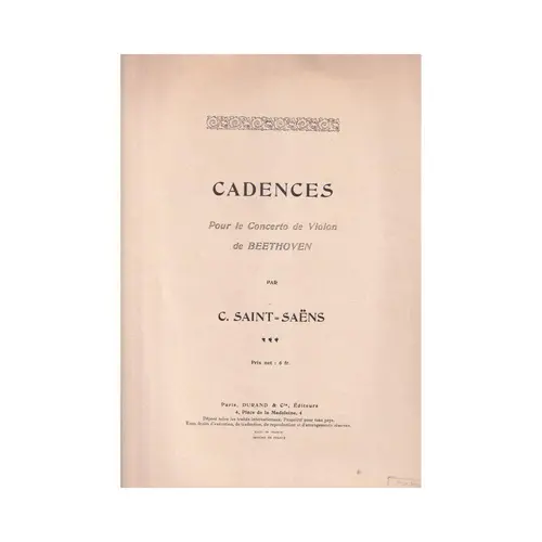 Cadences Pour Concerto De Violon De Beethoven  (Edição Antiga)