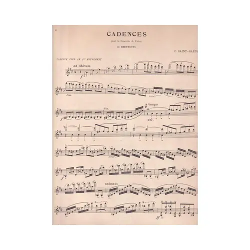 Cadences Pour Concerto De Violon De Beethoven  (Edição Antiga)
