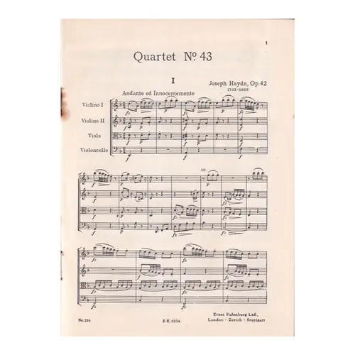 String Quartet D Minor  N.43 - Op.42 ( study score )