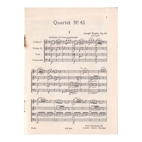 String Quartet D Minor  N.43 - Op.42 ( study score )