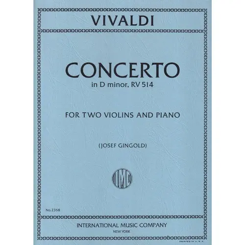 Concerto In D Minor - F.I N.100 Rv 514