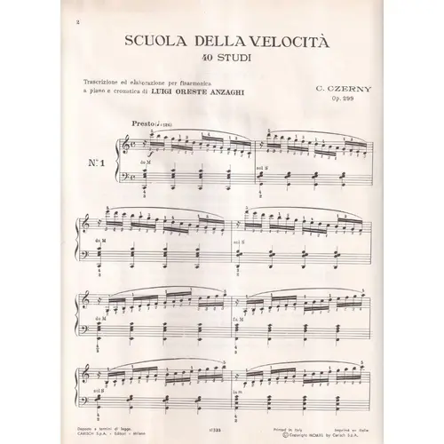 Scuola Della Velocità - 40 Studi Op.299,  para acordeon - Volume 1