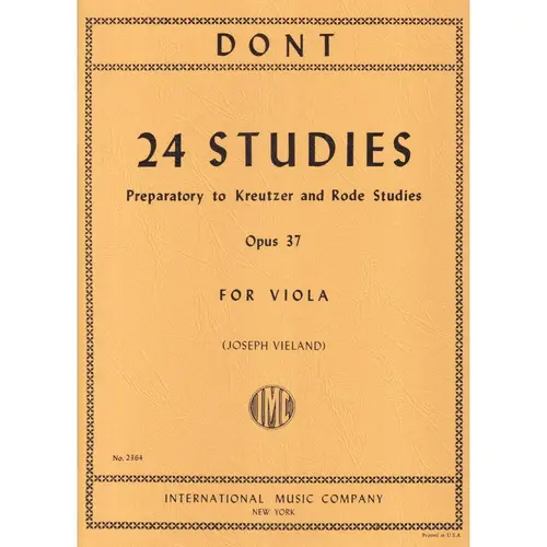 24 Studies Preparatory To Kreutzer And Rode Studies- Op.37 For Viola