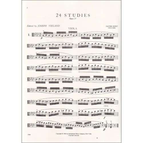 24 Studies Preparatory To Kreutzer And Rode Studies- Op.37 For Viola