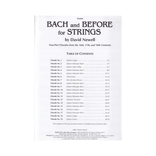 Bach And Before For Strings - Violin