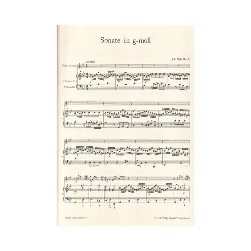 Sonate G Moll Fur Flote - Bwv 1020